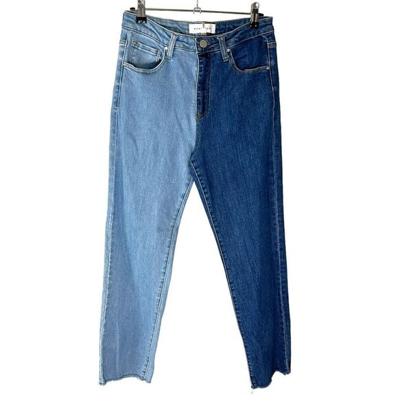 Risen Blue Combo Jeans Two Color Jeans High Rise Size 28 - Picture 2 of 8